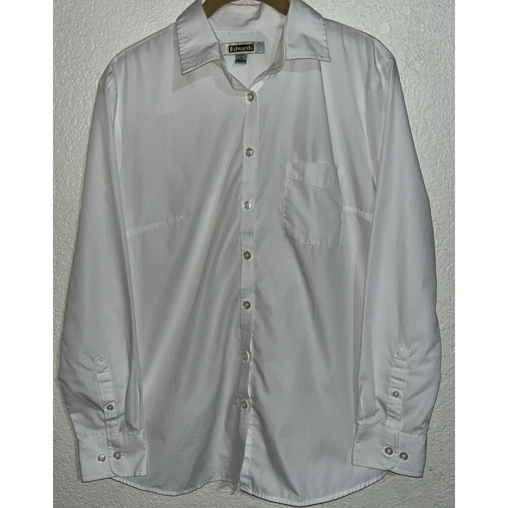 Edwards Ladies Button Up Shirt Women Sz Med. White